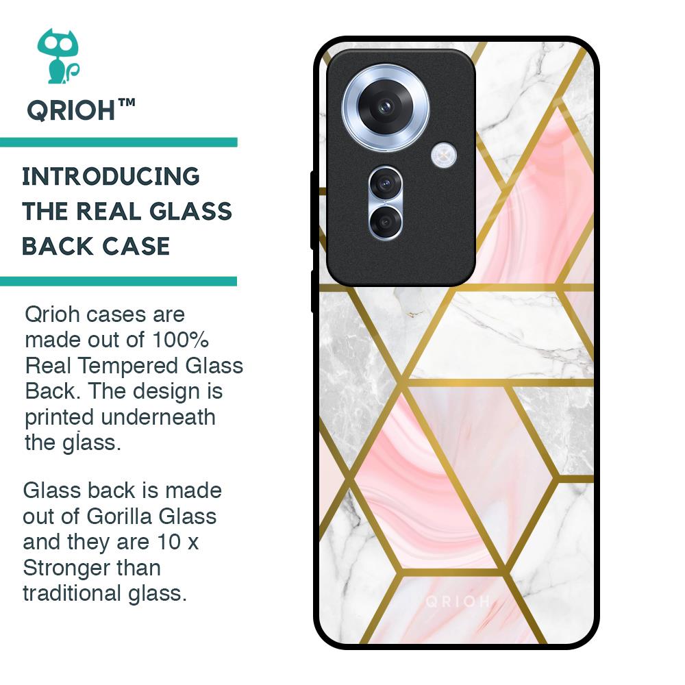 Geometrical Marble Glass Case for Oppo F25 Pro 5G