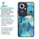 Turquoise Geometrical Marble Glass Case for Oppo F25 Pro 5G