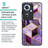 Purple Rhombus Marble Glass Case for Oppo F25 Pro 5G