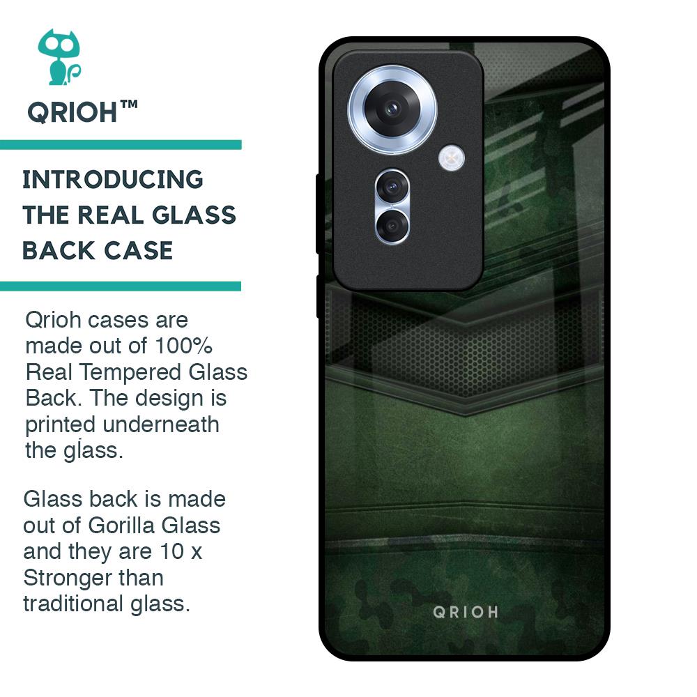 Green Leather Glass Case for Oppo F25 Pro 5G