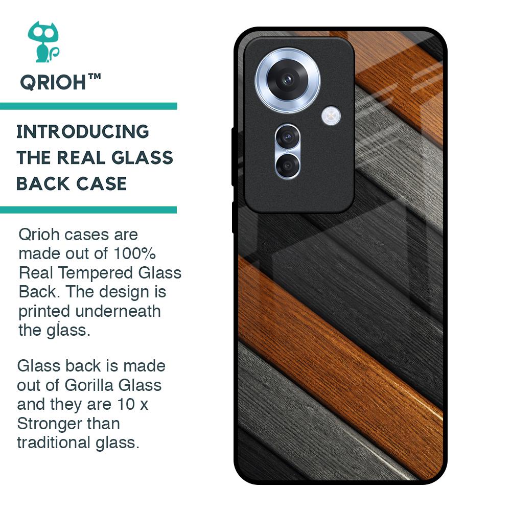 Tri Color Wood Glass Case for Oppo F25 Pro 5G