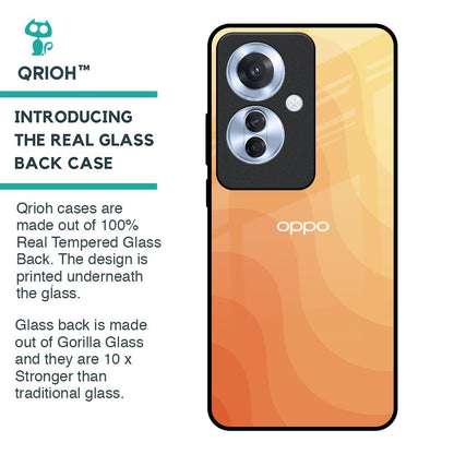 Orange Curve Pattern Glass Case for Oppo F25 Pro 5G