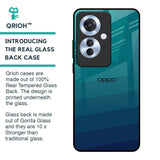 Green Triangle Pattern Glass Case for Oppo F25 Pro 5G