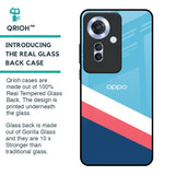 Pink & White Stripes Glass Case For Oppo F25 Pro 5G