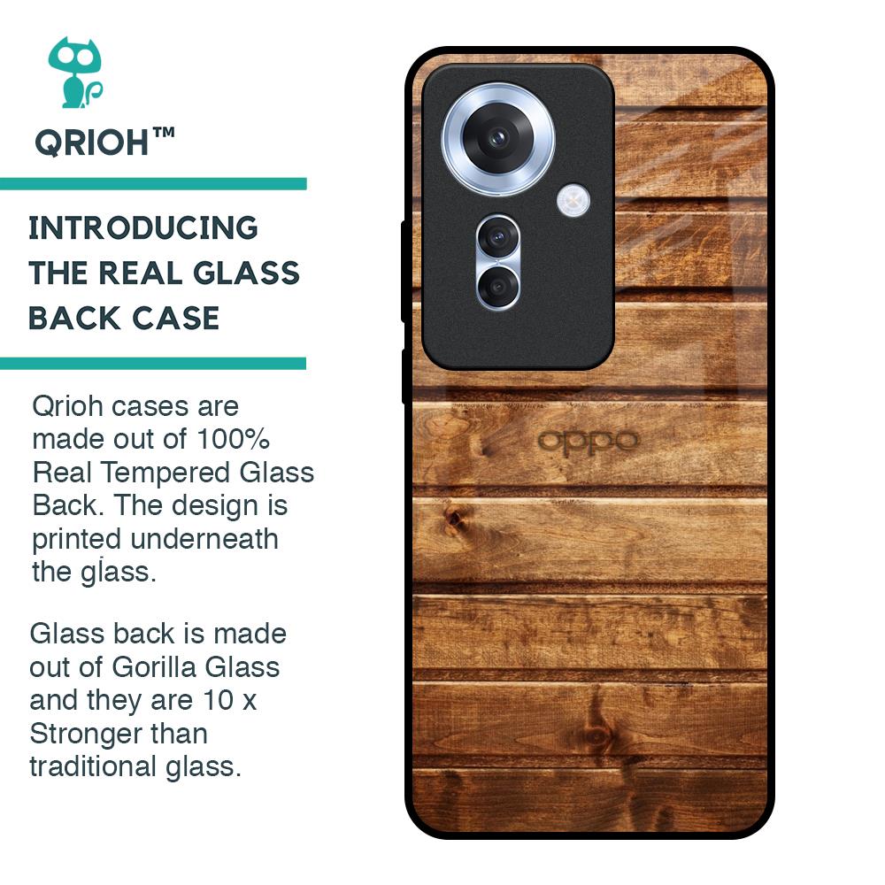 Wooden Planks Glass Case for Oppo F25 Pro 5G