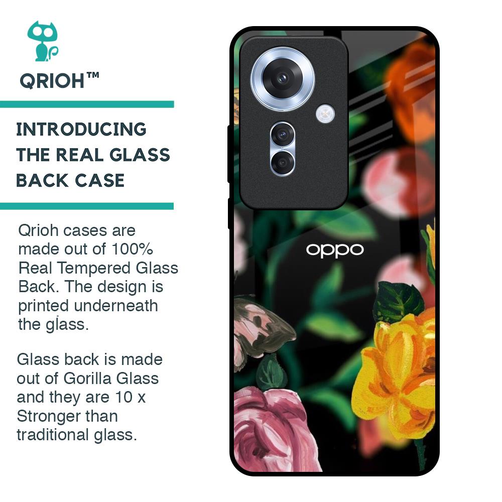 Flowers & Butterfly Glass Case for Oppo F25 Pro 5G