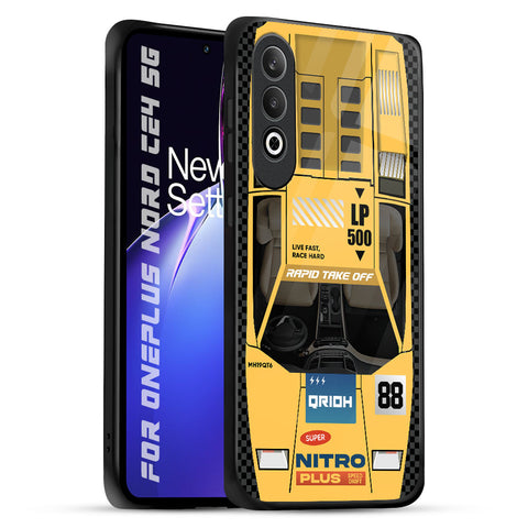 Yellow Racing Car OnePlus Nord CE4 5G Glass Back Cover Online