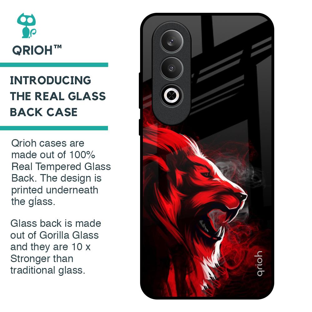 Red Angry Lion Glass Case for OnePlus Nord CE4 5G