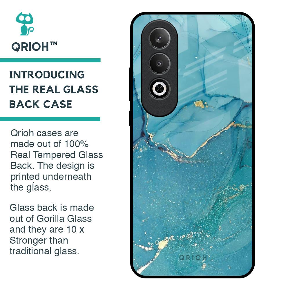 Blue Golden Glitter Glass Case for OnePlus Nord CE4 5G
