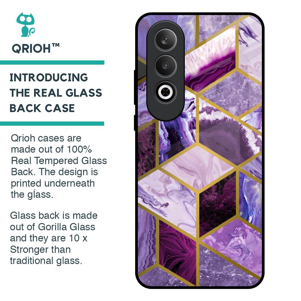 Purple Rhombus Marble Glass Case for OnePlus Nord CE4 5G