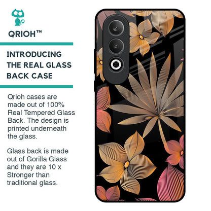 Lines Pattern Flowers Glass Case for OnePlus Nord CE4 5G