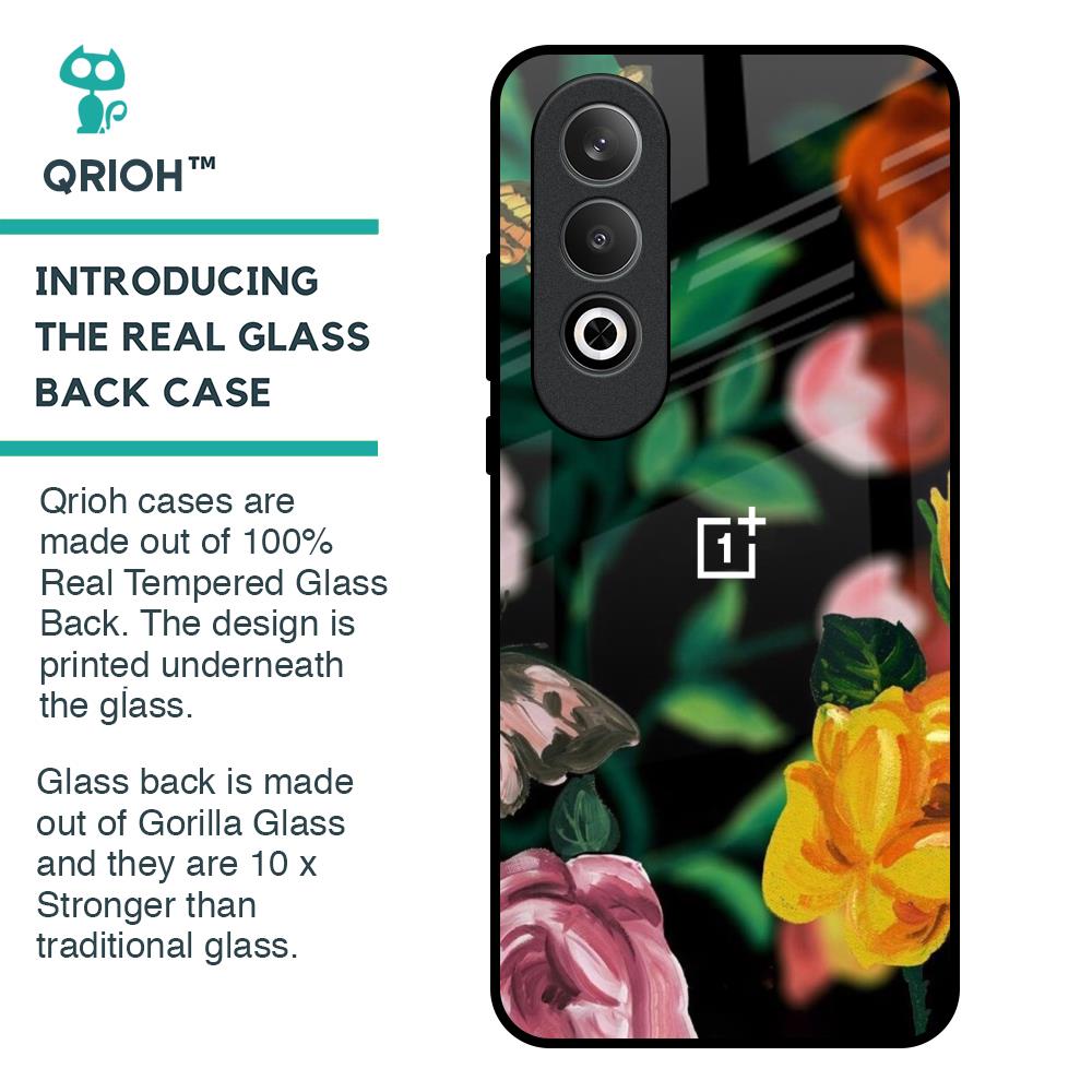 Flowers & Butterfly Glass Case for OnePlus Nord CE4 5G