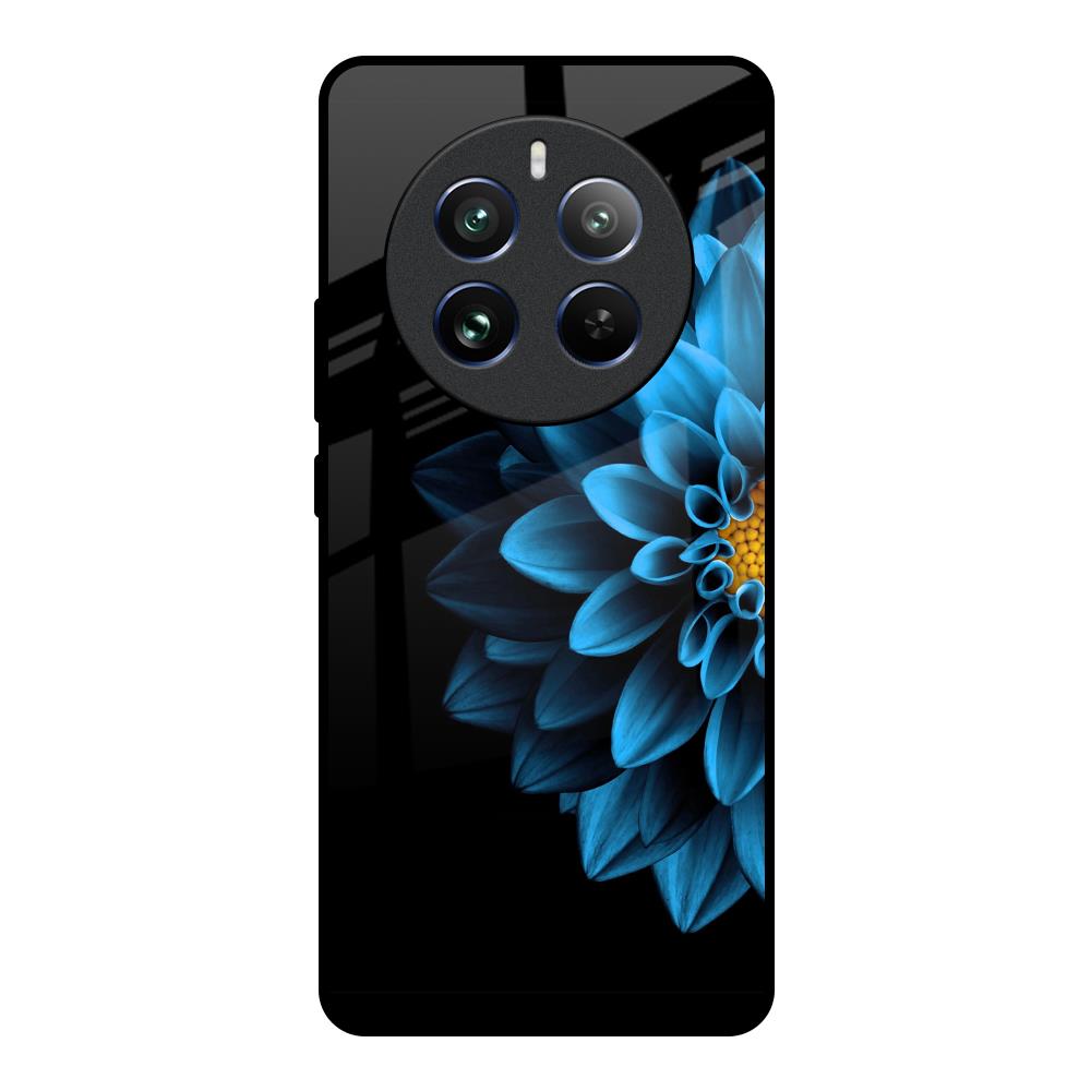 Half Blue Flower Realme 12 Pro 5G Glass Back Cover Online