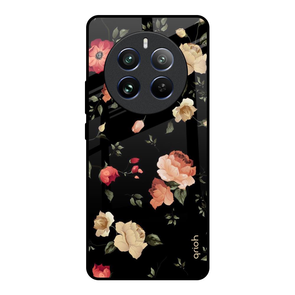 Black Spring Floral Realme 12 Pro 5G Glass Back Cover Online