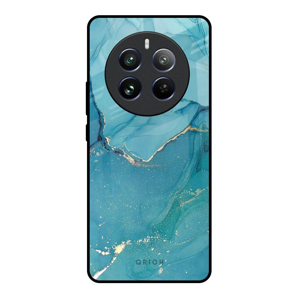 Blue Golden Glitter Realme 12 Pro 5G Glass Back Cover Online