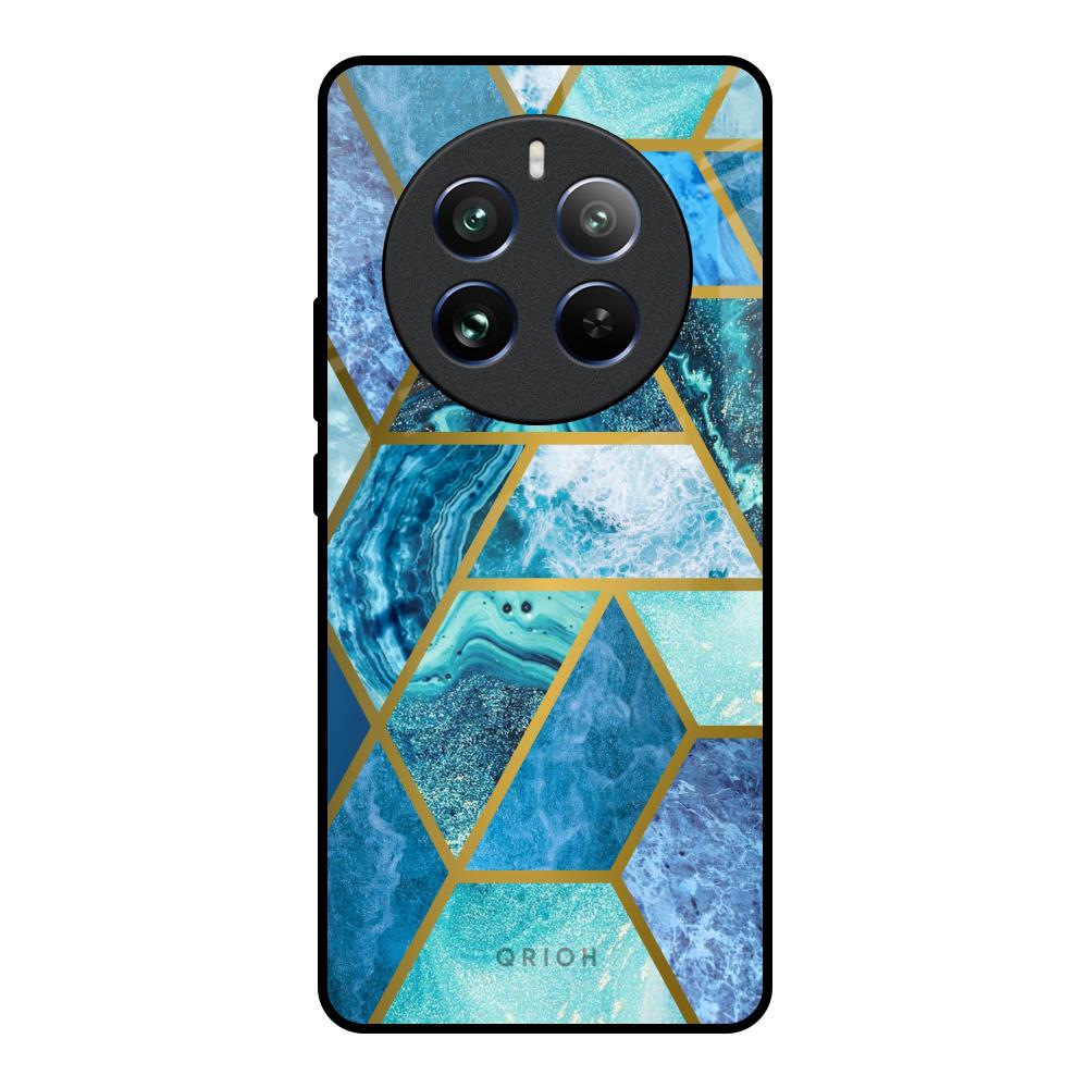 Turquoise Geometrical Marble Realme 12 Pro 5G Glass Back Cover Online