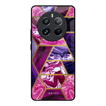 Electroplated Geometric Marble Realme 12 Pro 5G Glass Back Cover Online
