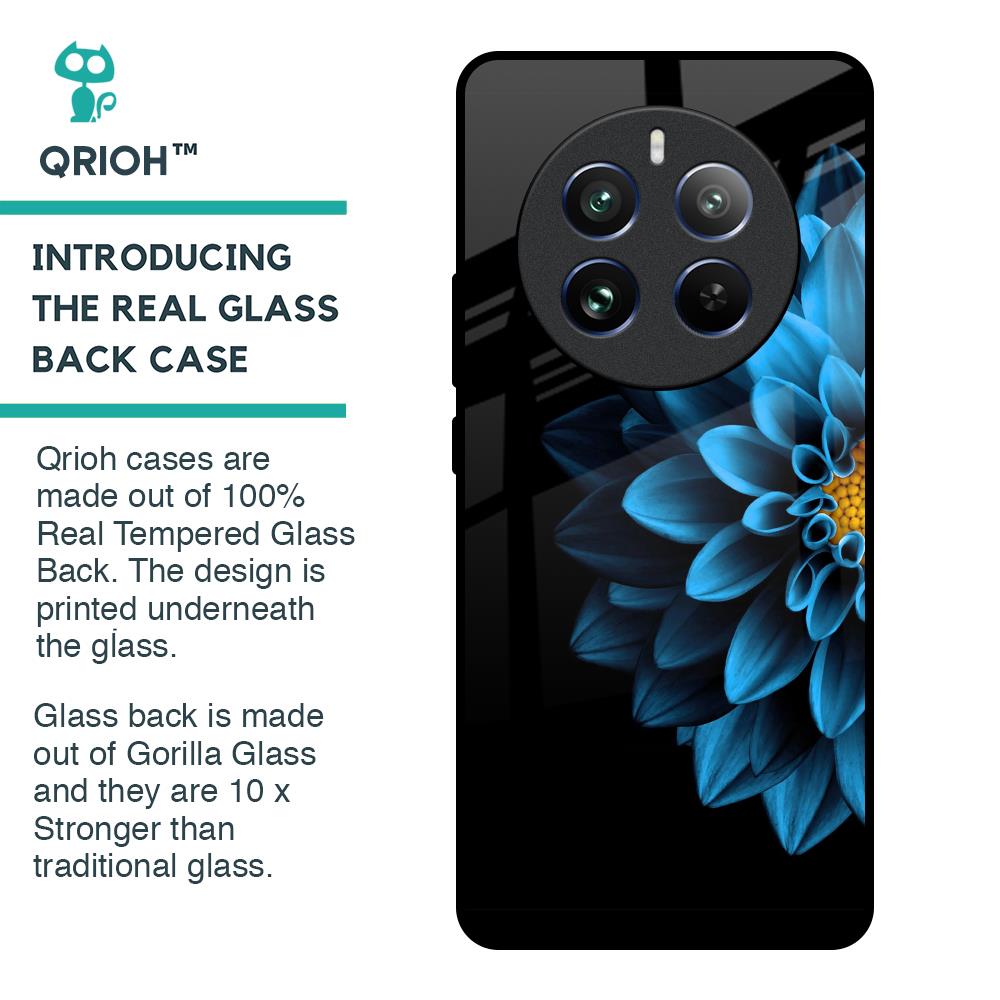 Half Blue Flower Glass Case for Realme 12 Pro 5G