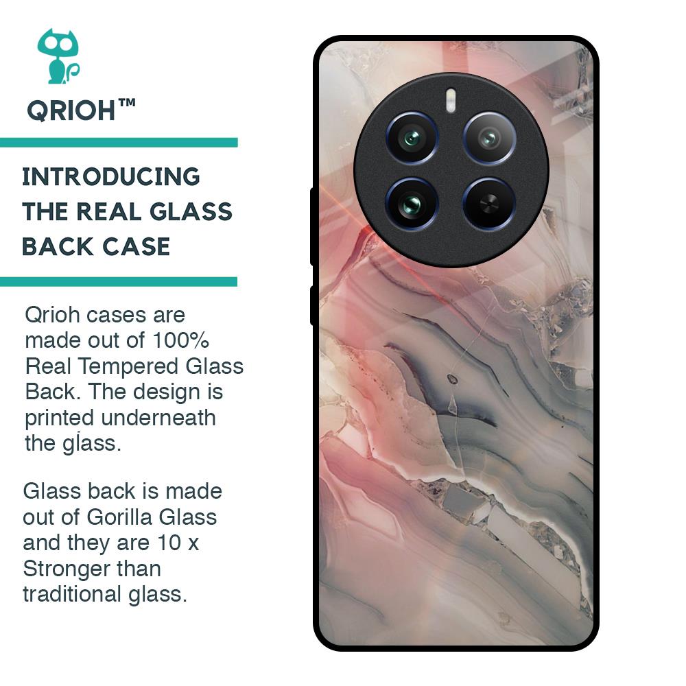 Pink And Grey Marble Glass Case For Realme 12 Pro 5G