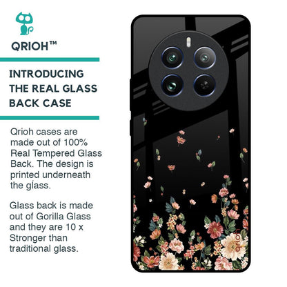 Floating Floral Print Glass Case for Realme 12 Pro 5G