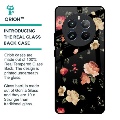 Black Spring Floral Glass Case for Realme 12 Pro 5G