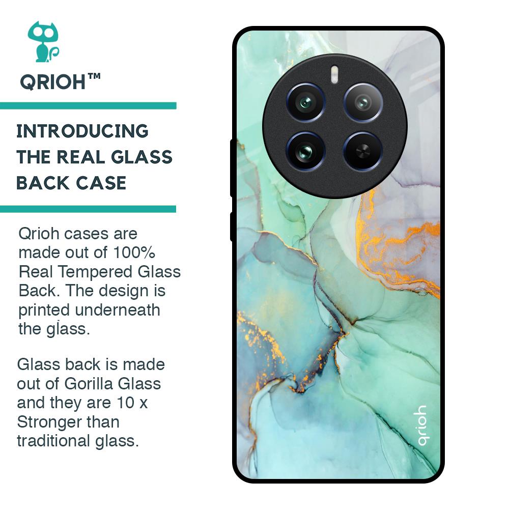 Green Marble Glass Case for Realme 12 Pro 5G
