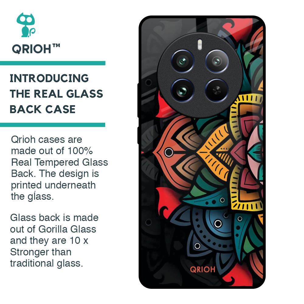 Retro Gorgeous Flower Glass Case for Realme 12 Pro 5G