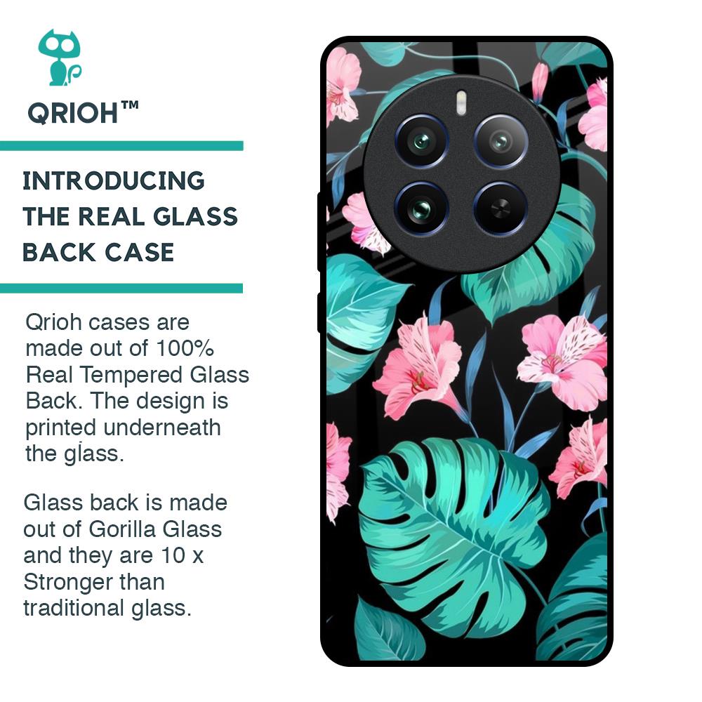 Tropical Leaves & Pink Flowers Glass Case for Realme 12 Pro 5G