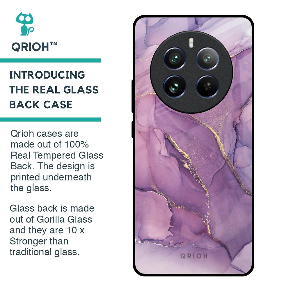 Purple Gold Marble Glass Case for Realme 12 Pro 5G