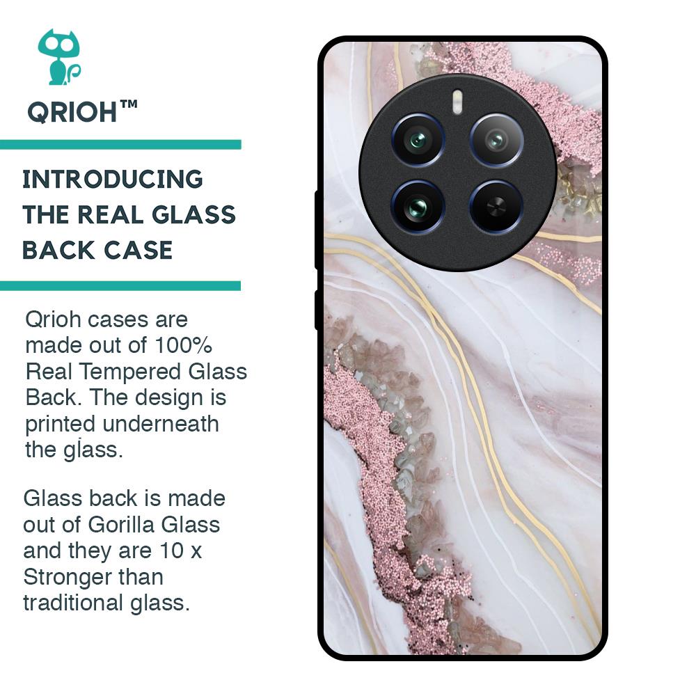 Pink & Gold Gllitter Marble Glass Case for Realme 12 Pro 5G