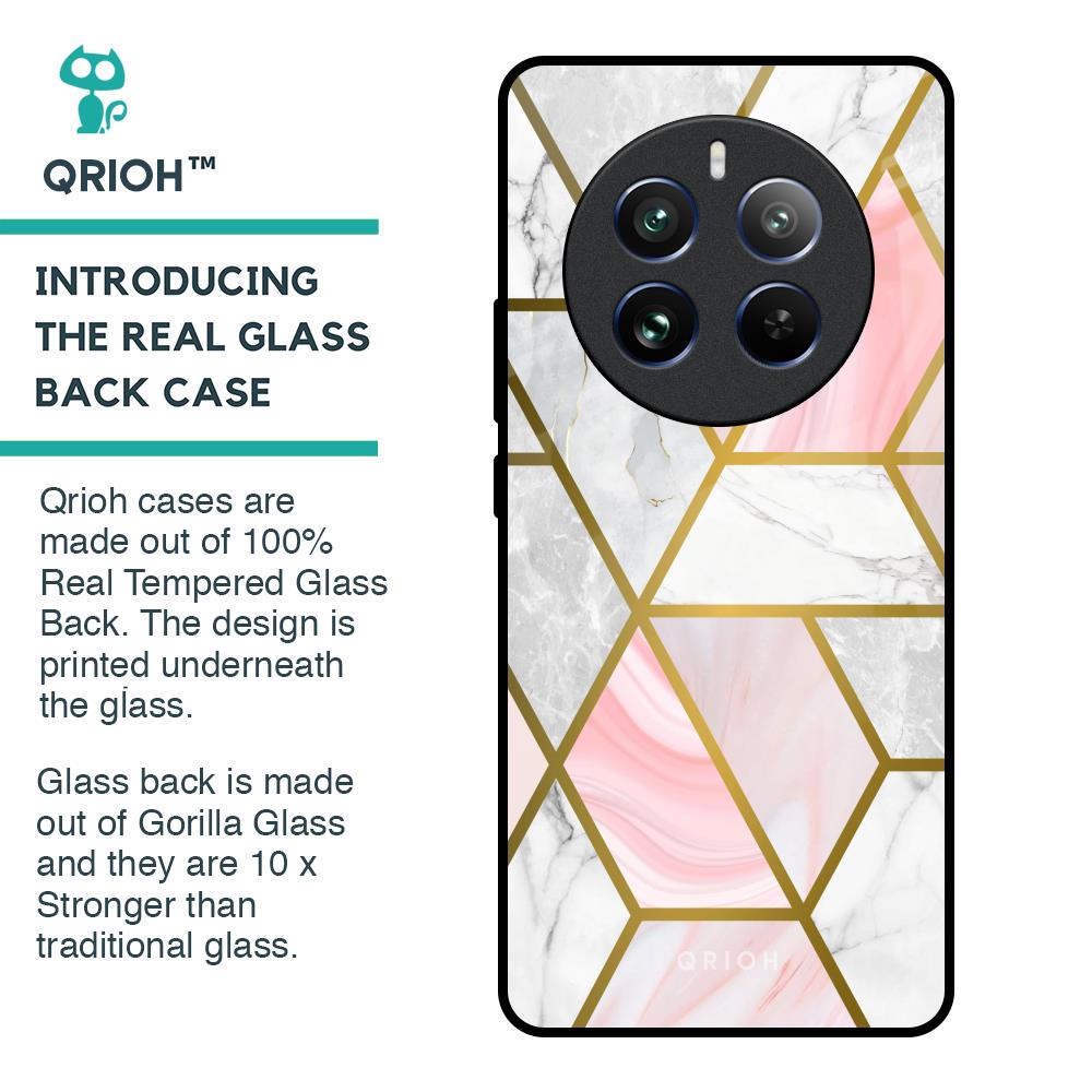 Geometrical Marble Glass Case for Realme 12 Pro 5G