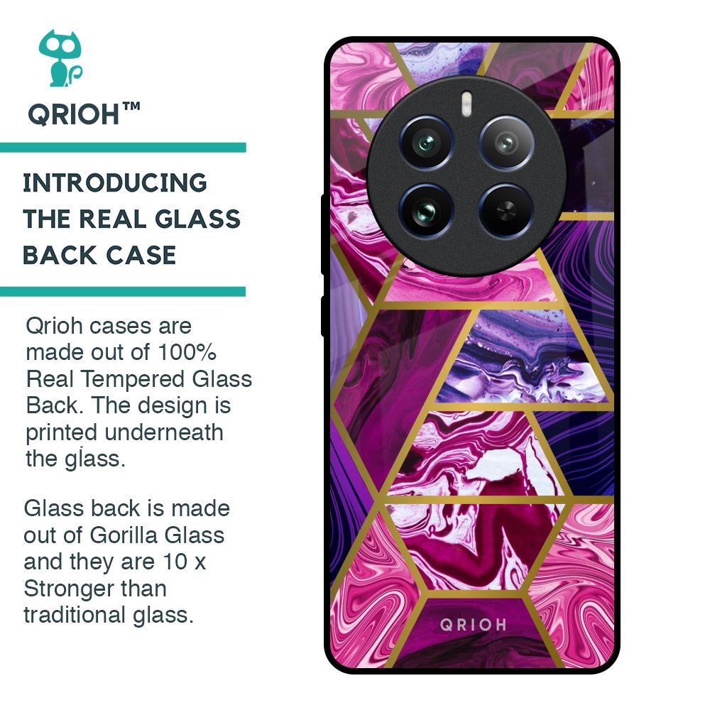 Electroplated Geometric Marble Glass Case for Realme 12 Pro 5G