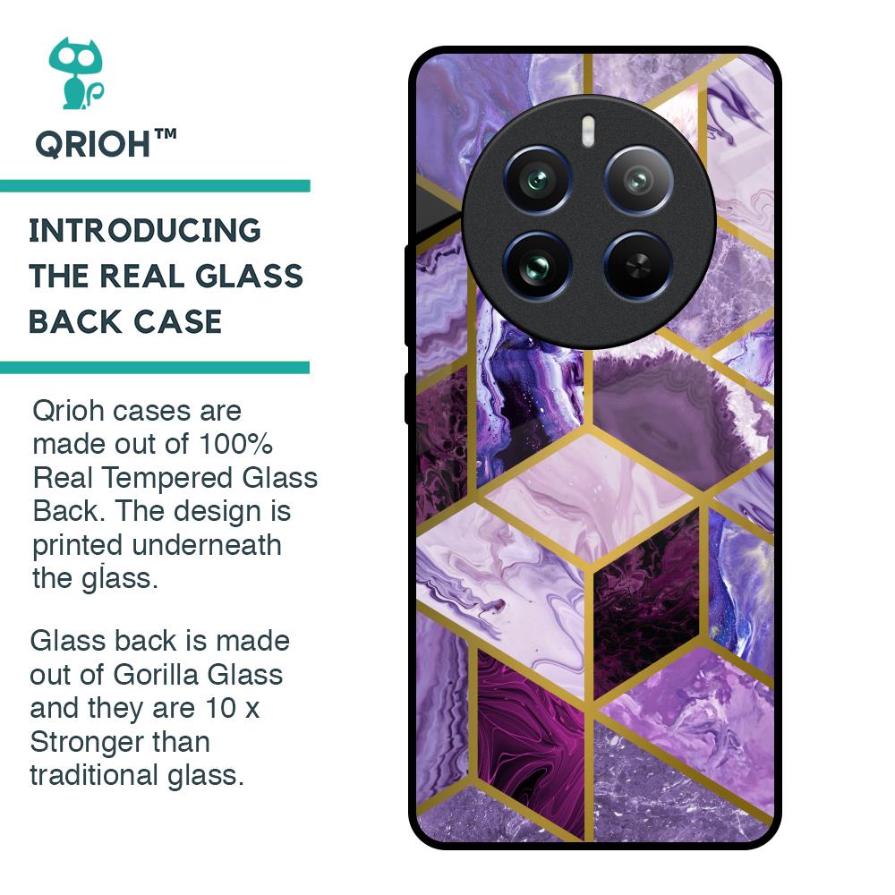 Purple Rhombus Marble Glass Case for Realme 12 Pro 5G