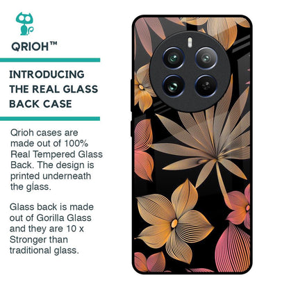 Lines Pattern Flowers Glass Case for Realme 12 Pro 5G