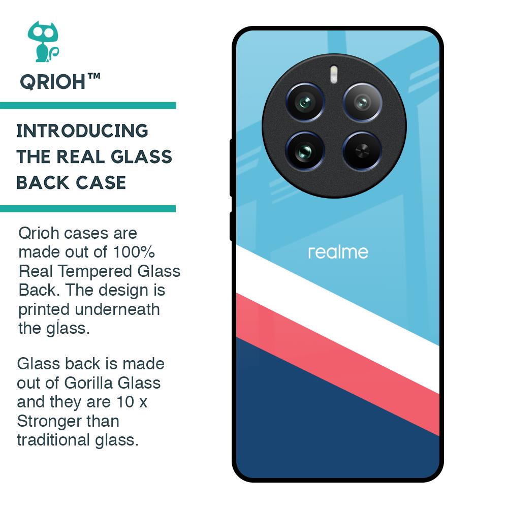 Pink & White Stripes Glass Case For Realme 12 Pro 5G