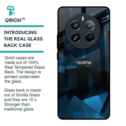 Polygonal Blue Box Glass Case For Realme 12 Pro 5G