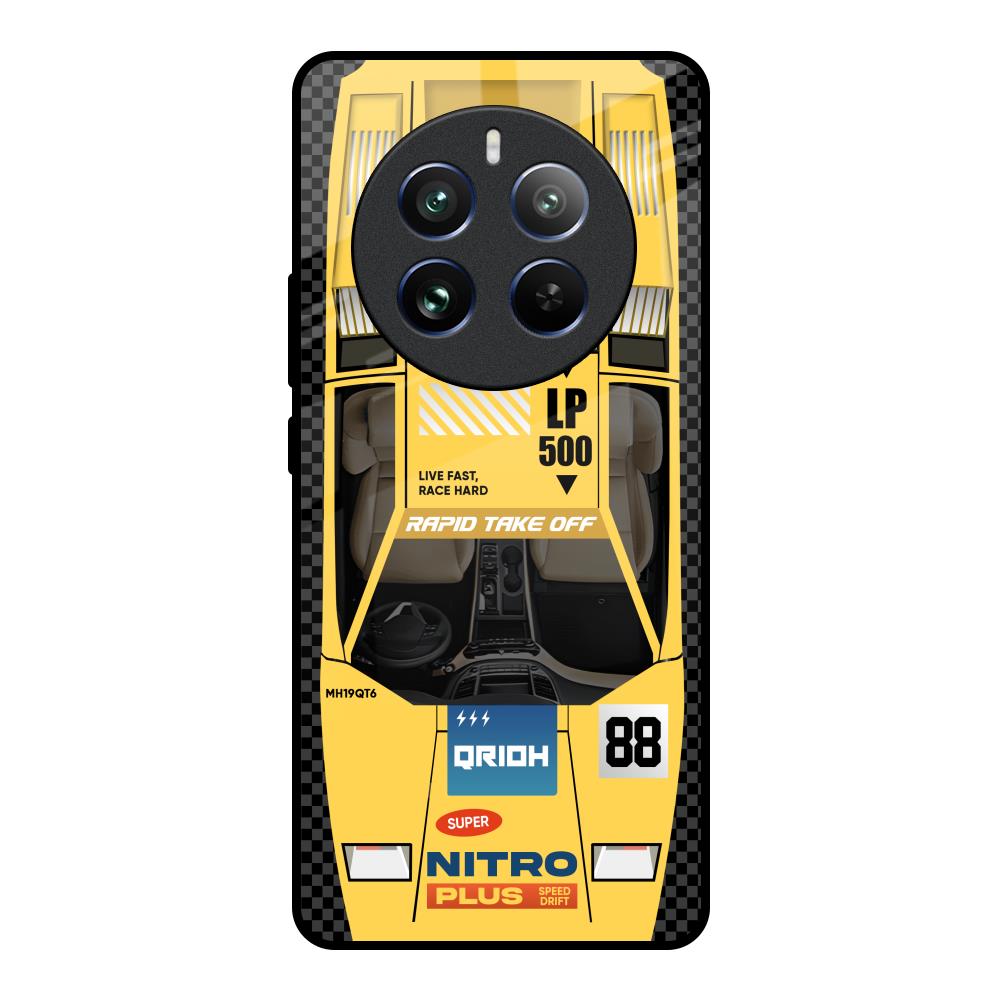 Yellow Racing Car Realme 12 Pro Plus 5G Glass Back Cover Online