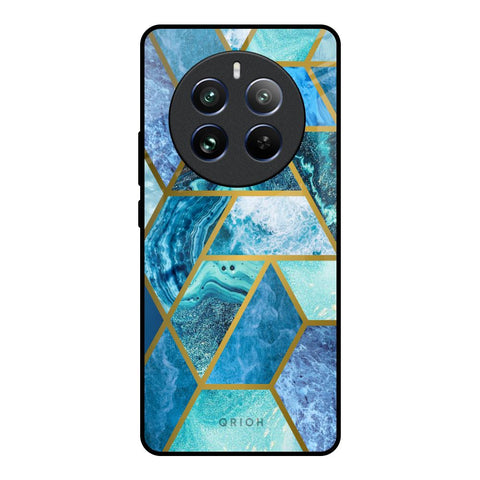 Turquoise Geometrical Marble Realme 12 Pro Plus 5G Glass Back Cover Online