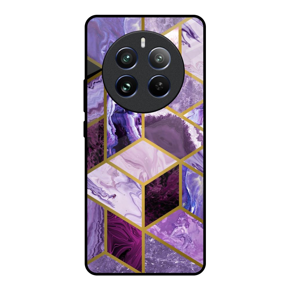 Purple Rhombus Marble Realme 12 Pro Plus 5G Glass Back Cover Online