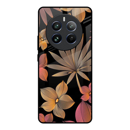 Lines Pattern Flowers Realme 12 Pro Plus 5G Glass Back Cover Online