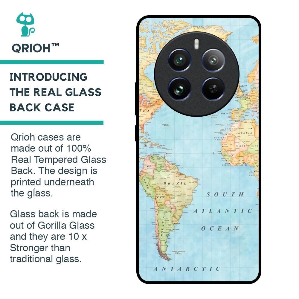 Travel Map Glass Case for Realme 12 Pro Plus 5G