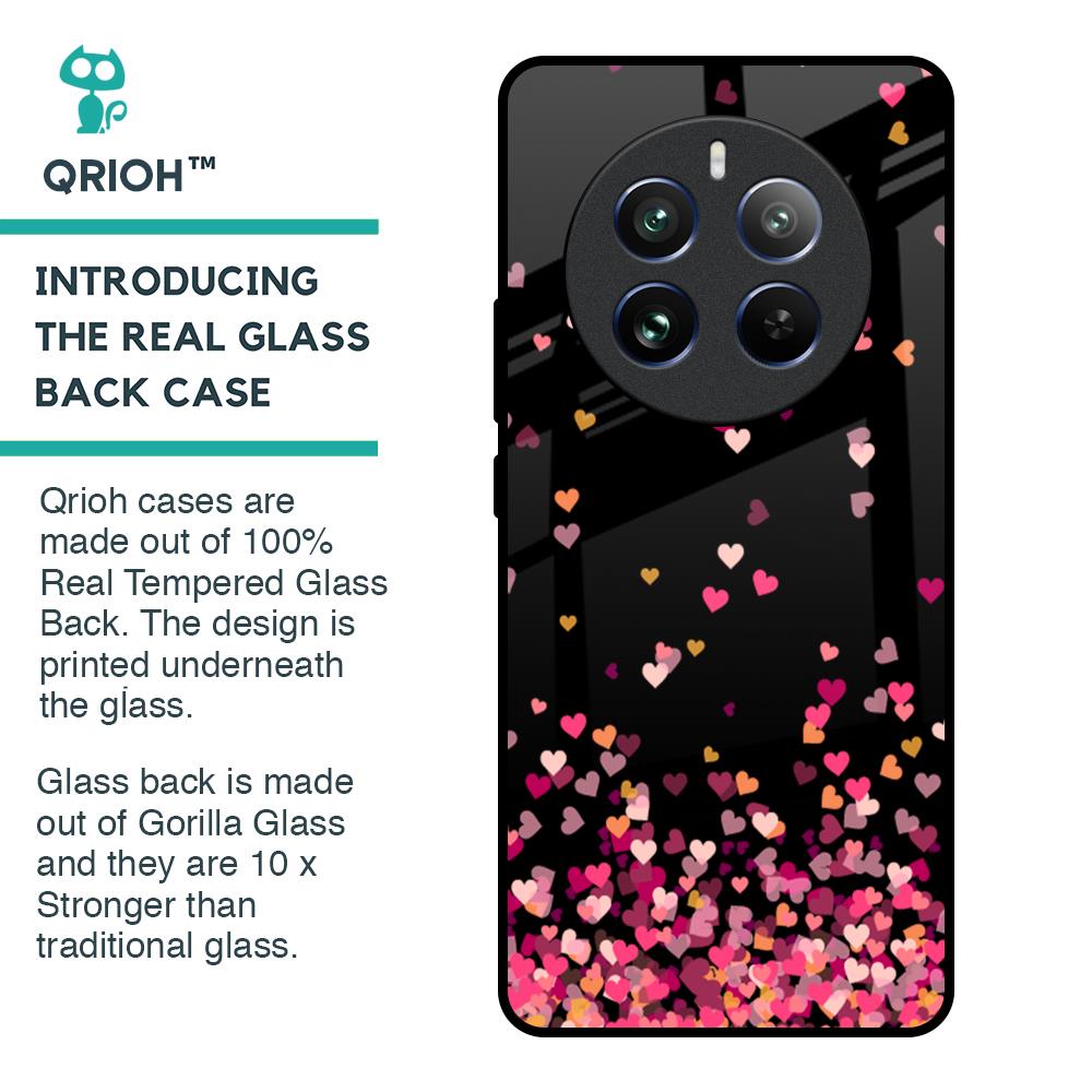 Heart Rain Fall Glass Case For Realme 12 Pro Plus 5G