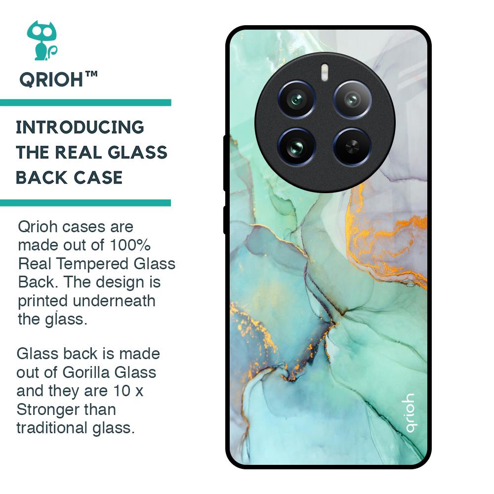 Green Marble Glass Case for Realme 12 Pro Plus 5G