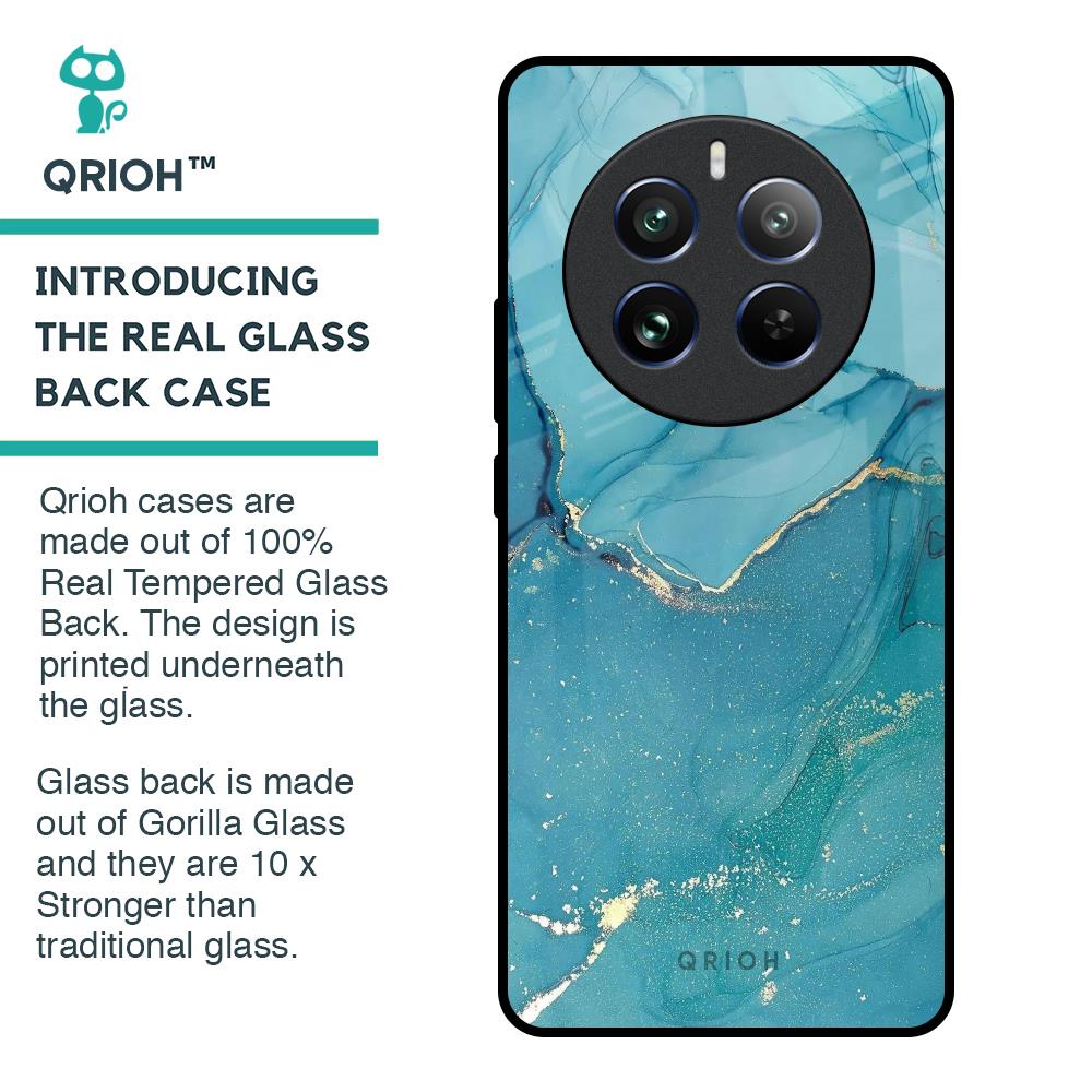 Blue Golden Glitter Glass Case for Realme 12 Pro Plus 5G
