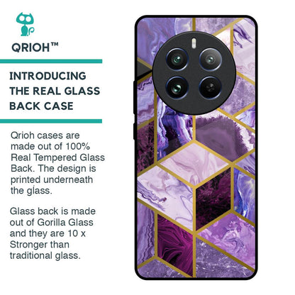 Purple Rhombus Marble Glass Case for Realme 12 Pro Plus 5G