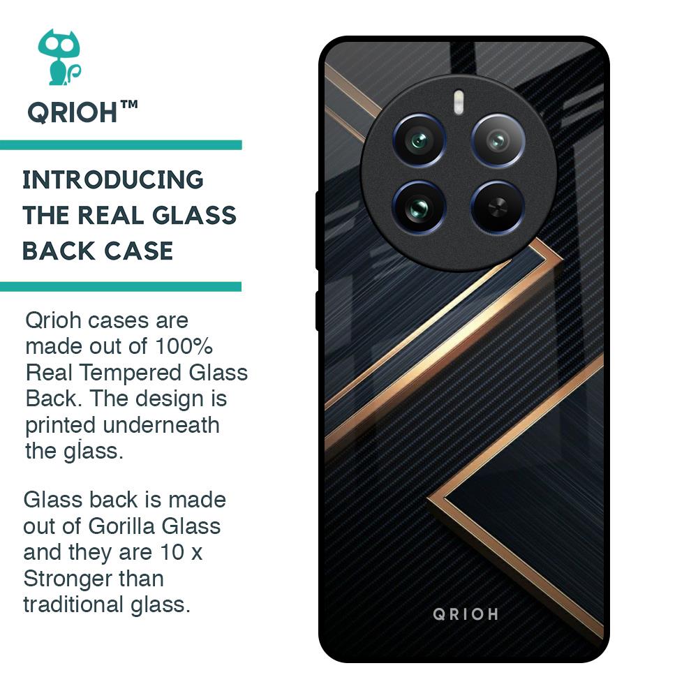 Sleek Golden & Navy Glass Case for Realme 12 Pro Plus 5G