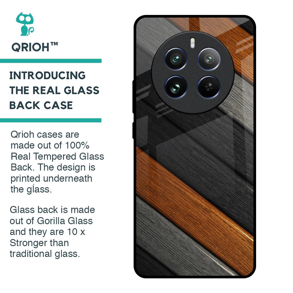 Tri Color Wood Glass Case for Realme 12 Pro Plus 5G