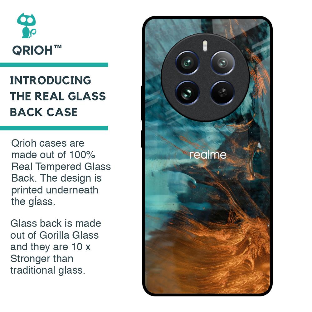 Golden Splash Glass Case for Realme 12 Pro Plus 5G