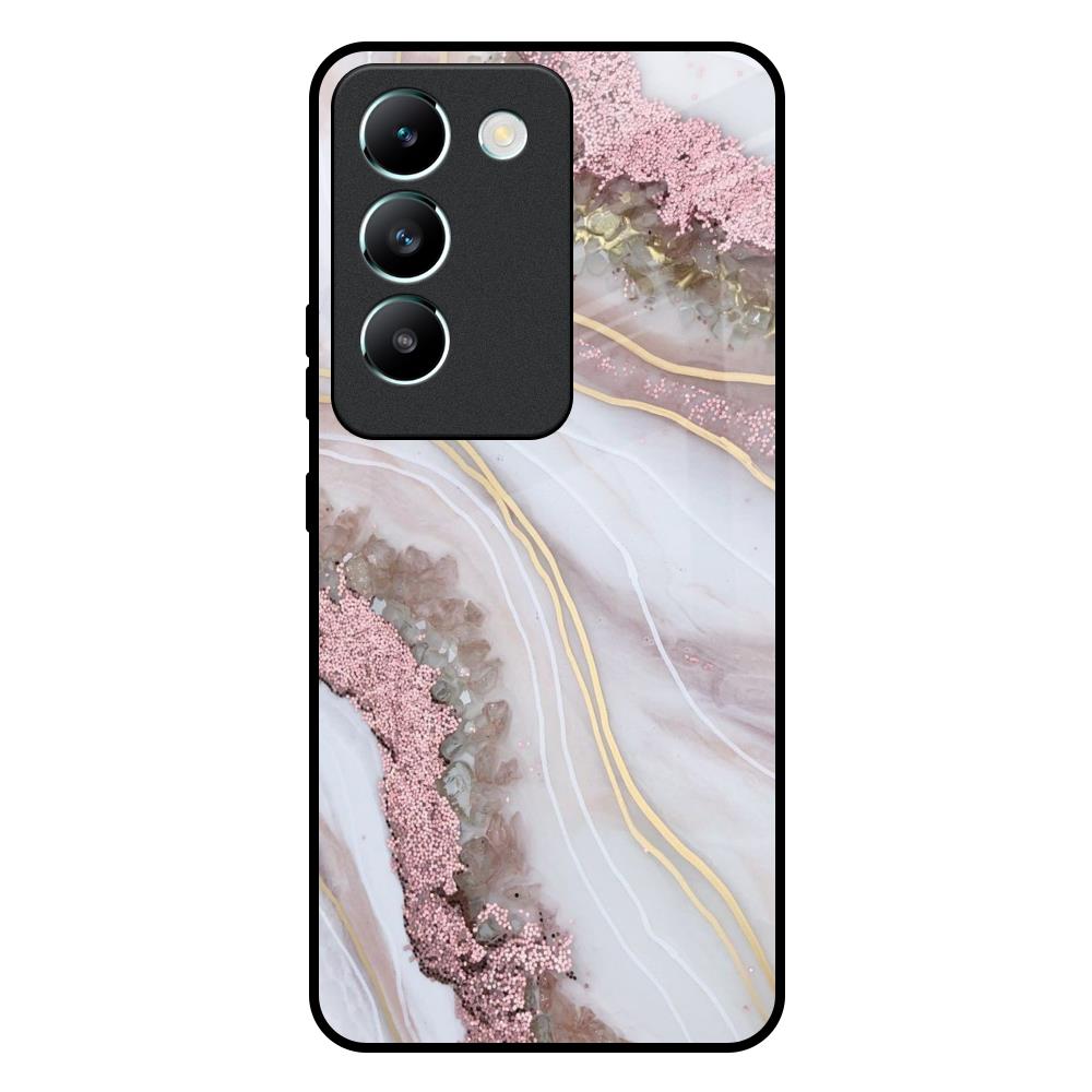 Pink & Gold Gllitter Marble Vivo T3 5G Glass Back Cover Online