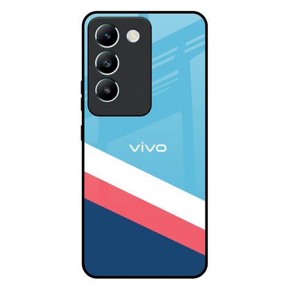 Pink & White Stripes Vivo T3 5G Glass Back Cover Online